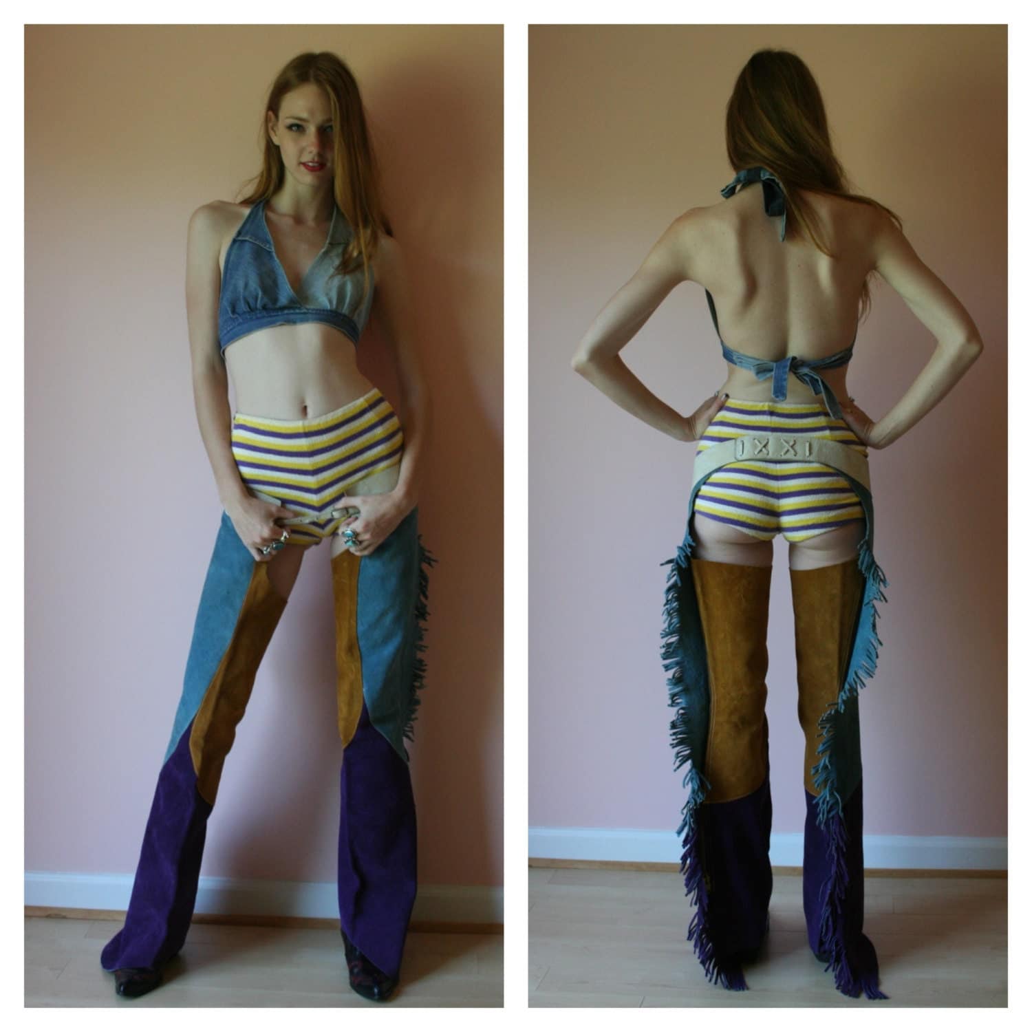 Vintage 1960s Chaps / Burning Man Custume / Suede Leather Fringe ...