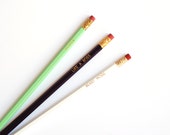 Pencils - Work Hard Pencil Set - Pencil Set of 3 - Gold Foil Pencils - Mint Green, Purple, White - Gifts Under 10 Pencils - Work Hard Pencil Set - Pencil Set of 3 - Gold Foil Pencils - Mint Green, Purple, White - Gifts Under 10