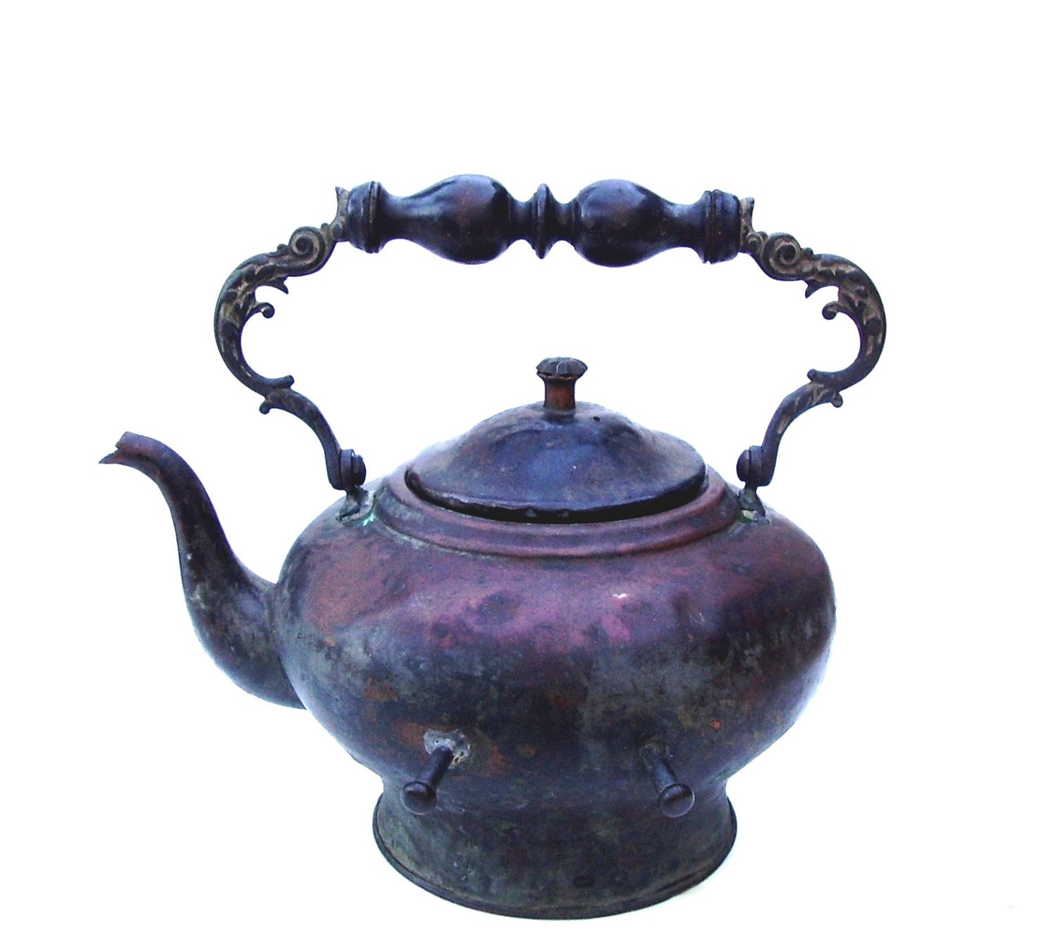 Antique Copper Tea kettle Vintage Hearth Fireplace Teapot