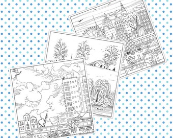 Digital coloring book. Adult coloring. Printable coloring page. London ...