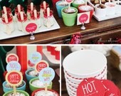 CHRISTMAS Printable Set - Hot Cocoa Bar - Jingle All The Way - Includes Cupcake Toppers, Bunting, Candy Wrappers, Gift Tags and more Il_170x135