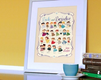 Jane Austen: Pride and Prejudice print. Marathon with all the characters from the book