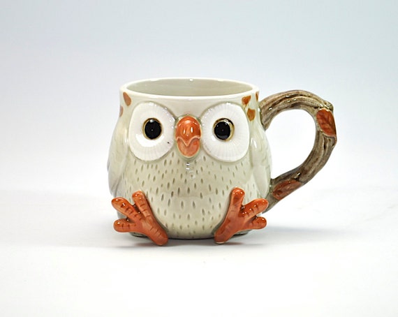 Adorable Vintage Owl Mug Cup Fitz and Floyd Ceramic