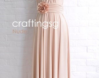 Bridesmaid Dress Infinity Dress Nude Floor Length Wrap Convertible Dress Wedding Dress