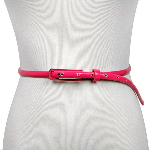 Items similar to Vintage Hot Pink Skinny Belt Mod Fashion Accessory ...