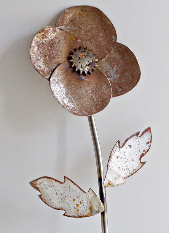 Rustic Metal Garden Flower Decor Giant Flower Yard Stake