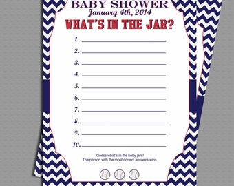 502 New baby shower jar game 406 Chevron baseball baby shower What's In The Jar Game Printable File. 