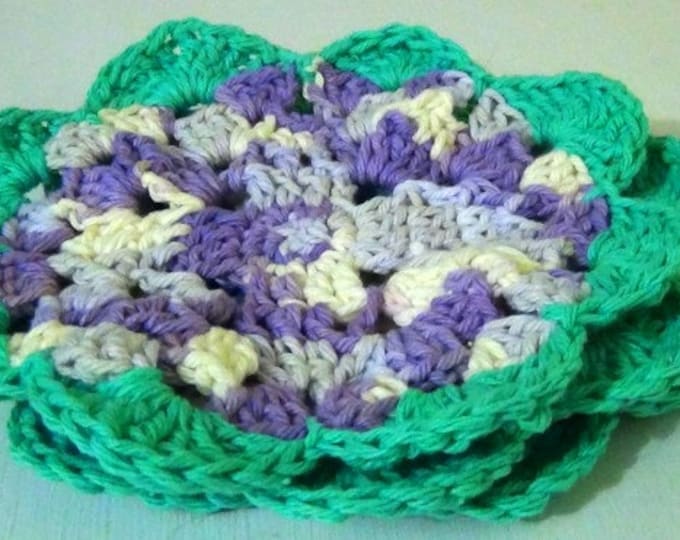 Crocheted Dishcloth - Flower Dish Cloths - set of 3