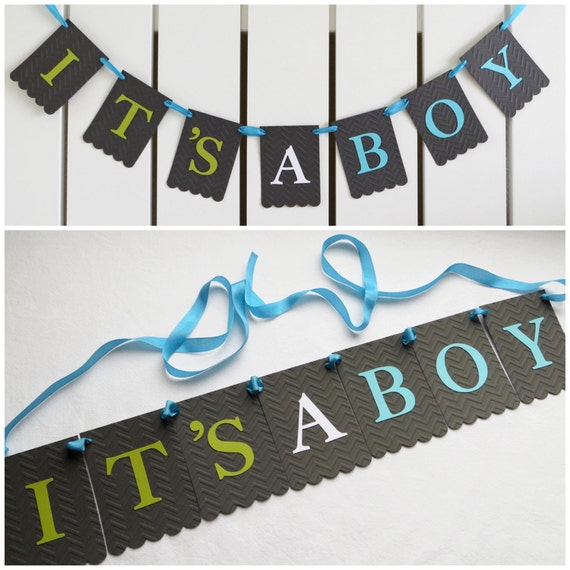 It's a Boy Banner Embossed Chevron Boy by FreshLemonBlossoms