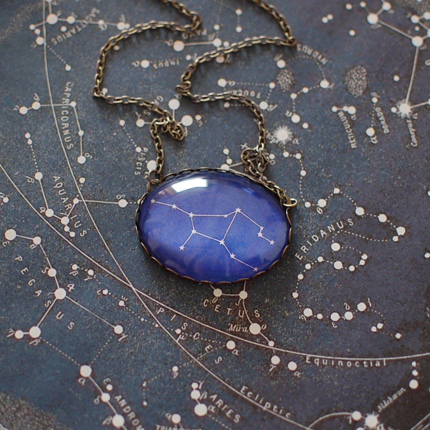 Virgo Zodiac Necklace. Virgo Constellation Necklace. Virgo