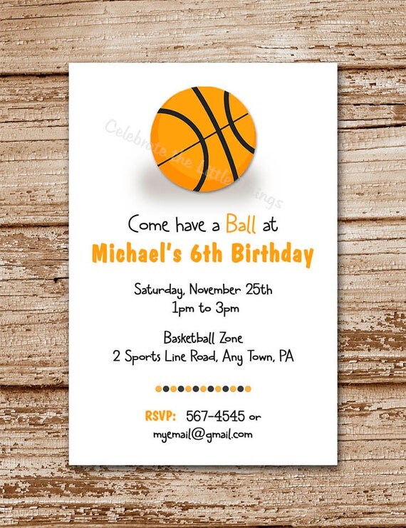 Printable / Basketball Invitation / Personalized / Sports (Color Choices) Il_570xn
