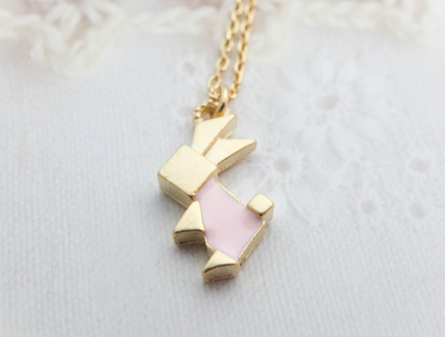 Rabbit Necklace Gold necklace Tiny Charm by SeablueBoutique