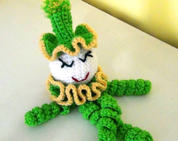Clown Doll - St. Patrick's Day - Green Crochet Clown - Spiral Clown Doll - Handmade Baby Gift