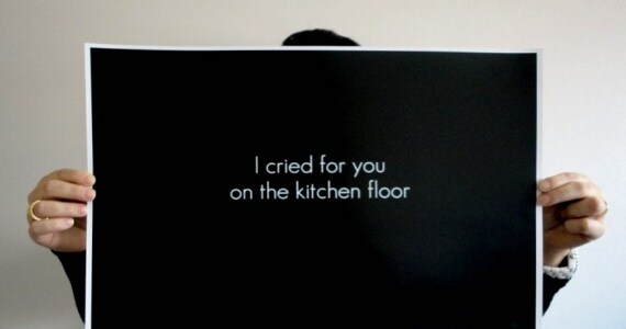 Poster Typography Print - Cried for your on the Kitchen Floor -11 x 14 inches