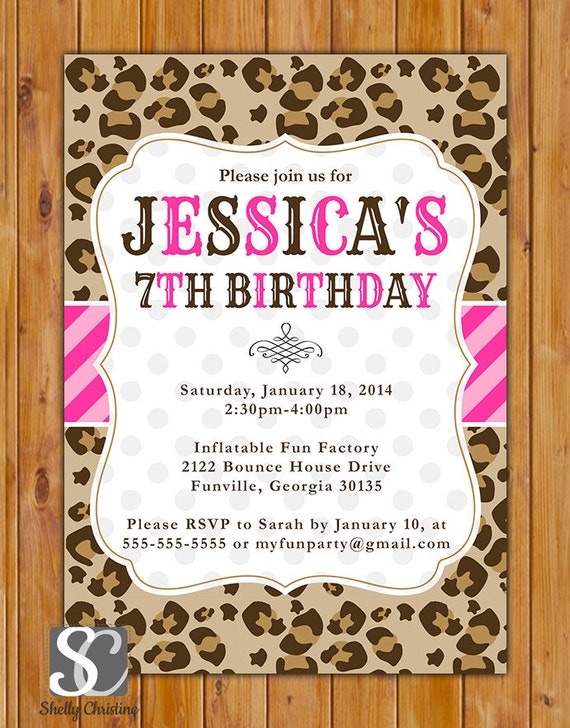 Cheetah Birthday Invitations 1