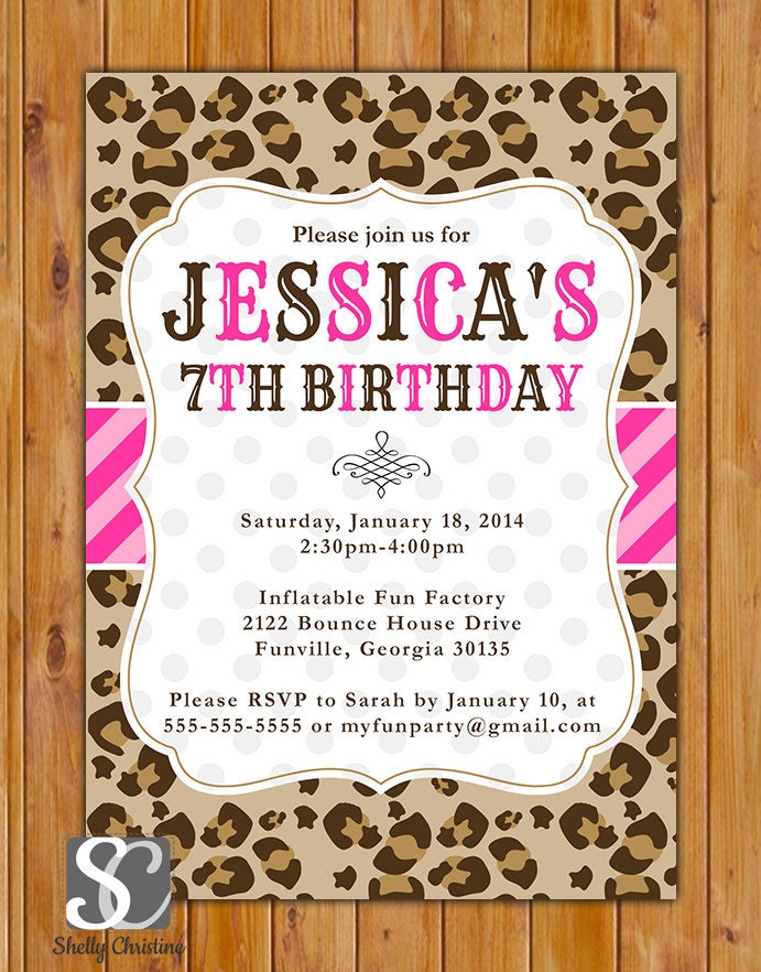 Animal Print Birthday Invitations 6