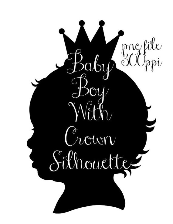 Baby Boy With Crown Silhouette PNG Graphics Digital Images
