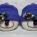 SNOWMAN ORNAMENTS STUFFED Snowman Decoration Happy Snowheads in Purple Set of 2, Christmas Ornament