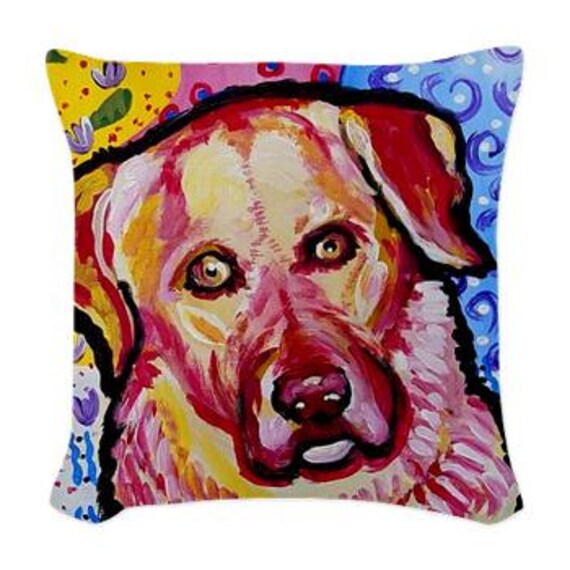 yellow lab needlepoint pillow