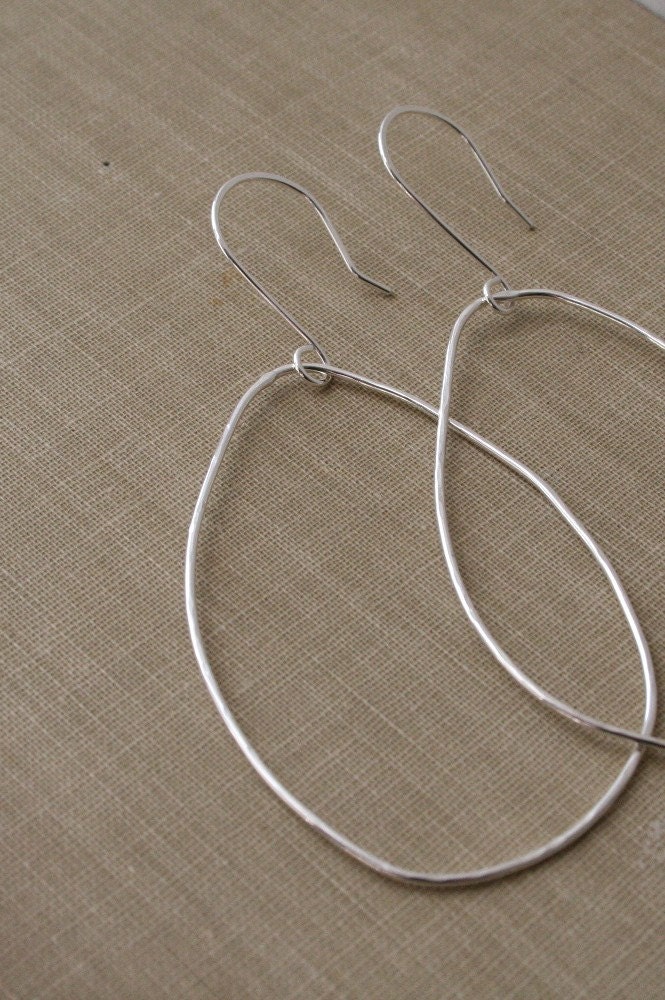 Sterling Silver Oblong Hoop Earrings Large Hoop Earrings
