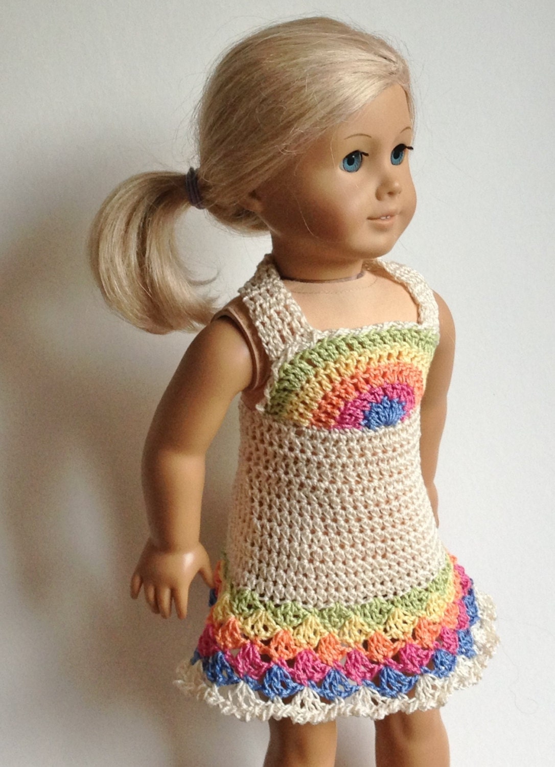 American Girl Doll Crocheted Rainbow Dress for 18 Inch
