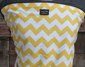 Baby Sling-ORGANIC COTTON Baby Wrap Sling Carrier-Yellow Chevron on Gray-One Size Fits All-Newborn to Toddler-DvD Included