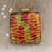 Dichroic Fused Glass Pendant, Gold, Copper, Aqua, Necklace Included