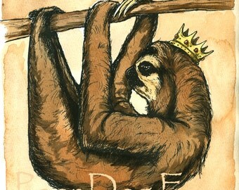 Brown Sloth King (an original hand painted king)