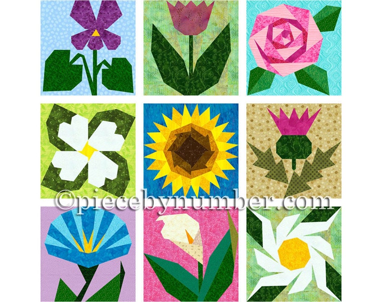 9 flower quilt patterns paper piecing quilt patterns instant