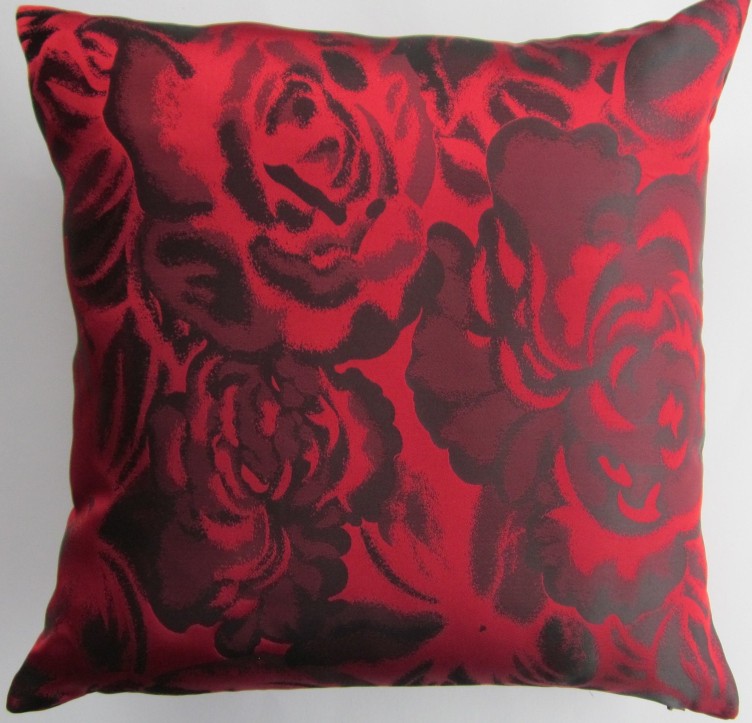 Red Pillow Cover Black and Red Rose Throw Pillow Cover