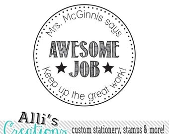 Custom Teacher Stamp - Self inking Teacher Stamp Awesome Great Job