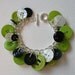 Lime Navy and Pearl Button Charm Bracelet
