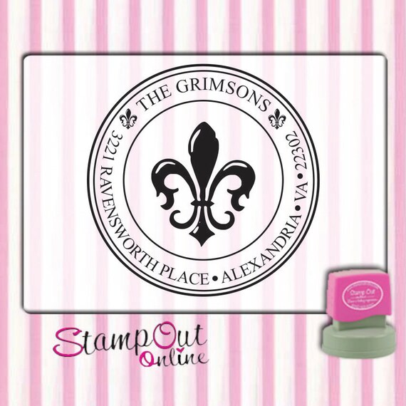 Fleur de lys custom rubber stamp self inking by