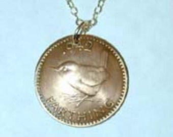 Coin necklace~British farthing necklace-free shipping