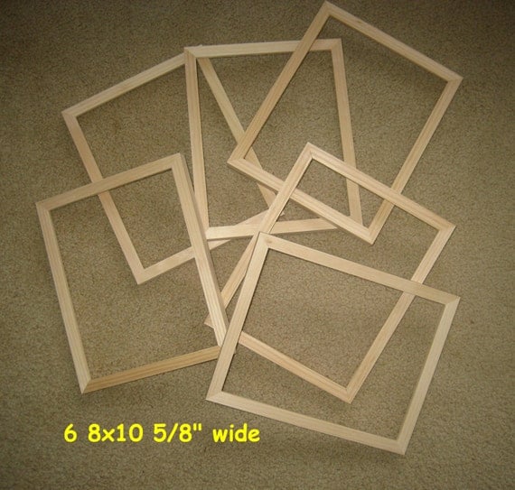 Unfinished wood picture frames lot of 6 8x10 8x8 etc