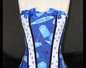 Doctor Who TARDIS & Stars Steel Boned Overbust Corset SIZE 8