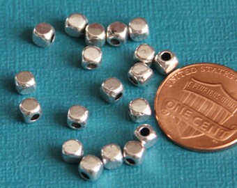 100 pcs of antique Silver square cube beads 4mm