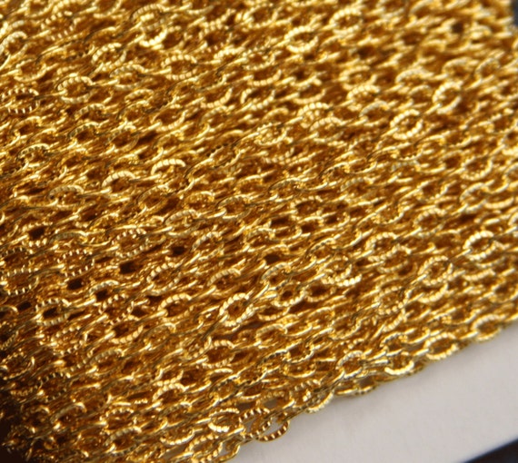 15 ft of gold plated texture cable chain 3X5mm unsoldered
