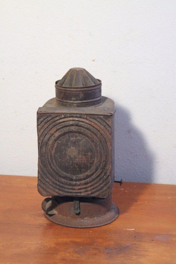Antique Kodak Darkroom Metal Lantern // Glass Insert // Rusty