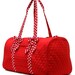 Red & White Dotted Large Quilted Duffel Bag - Monogrammed / Personalized
