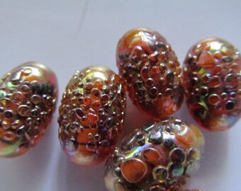 Vintage Glass Beads (2) Handmade Japanese Rootbeer Brown Sugar Beads