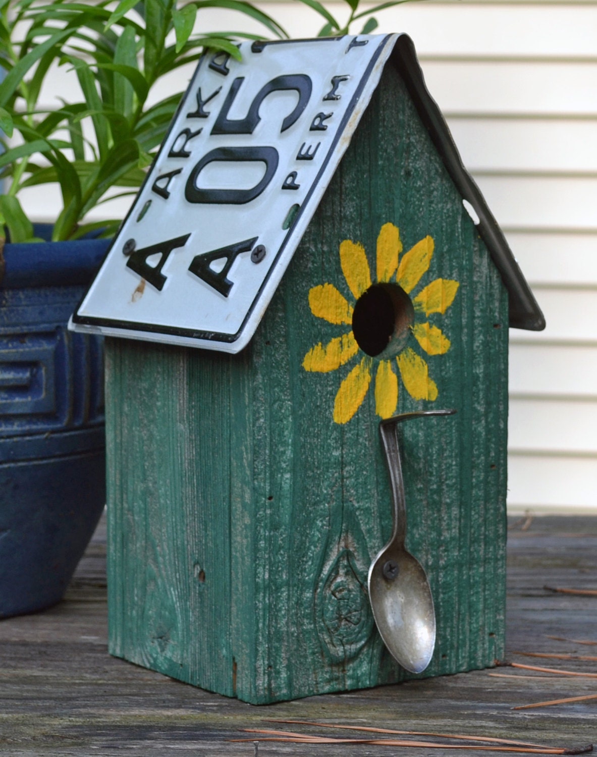 Rustic Birdhouse Spoon Birdhouse License Plate Birdhouse