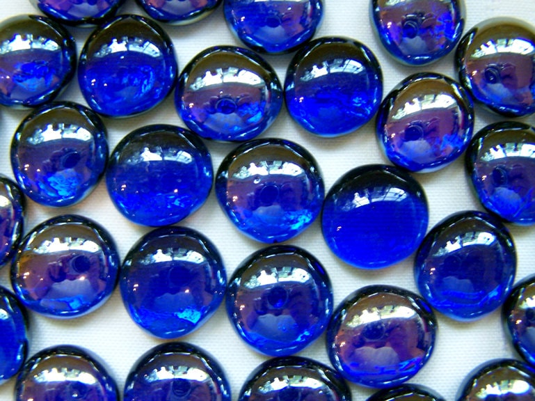 50 Cobalt Blue Iridescent Glass Gems Floral Vase Fillers