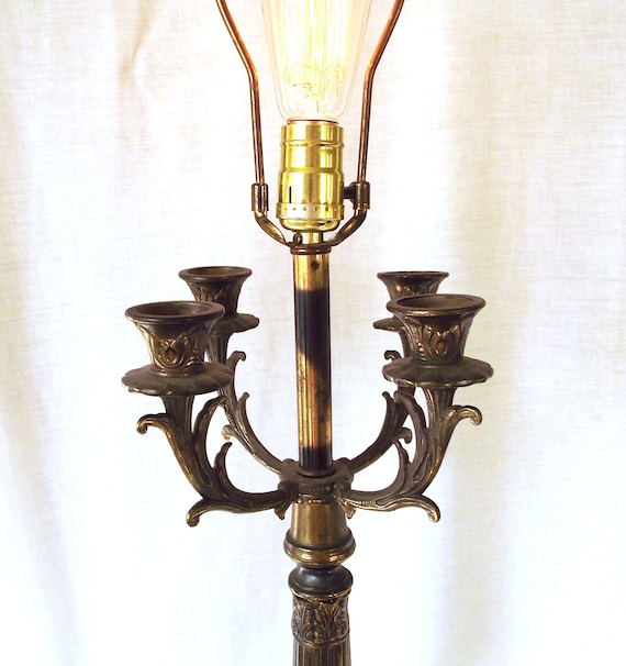 Vintage Brass Lamp Candle Holder Electric by TheClassicButterfly