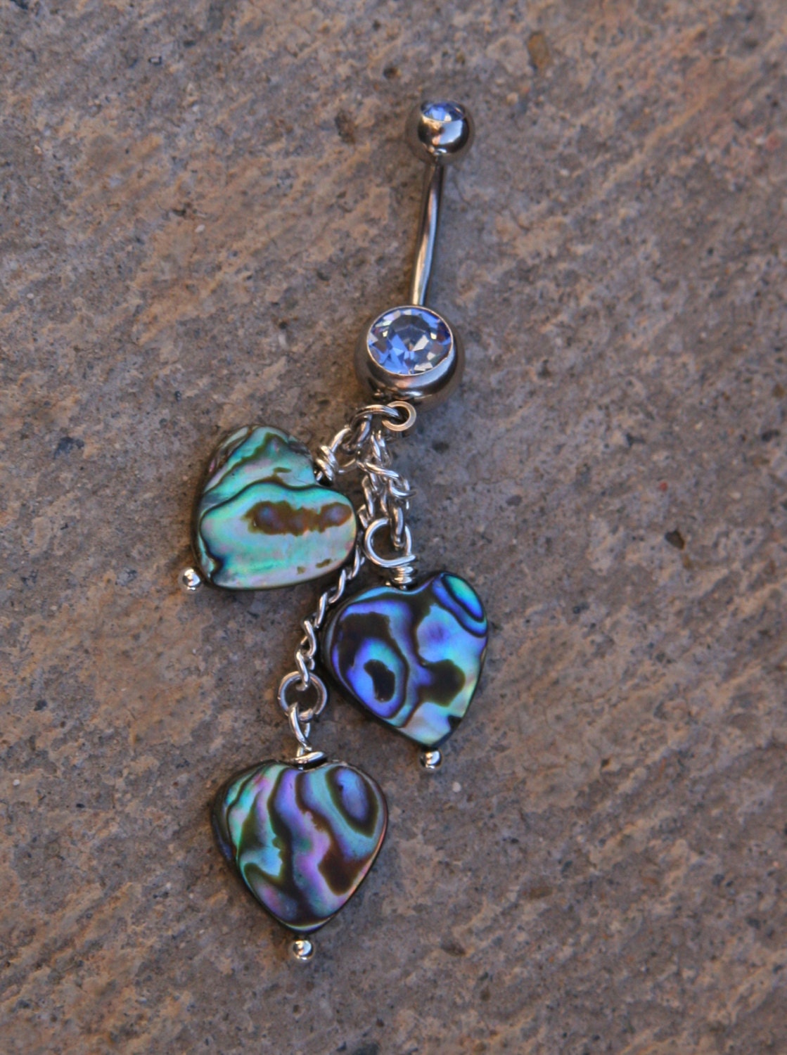 Abalone Heart Shells DeSIGNeR Belly Button Ring by TheGlassPixie