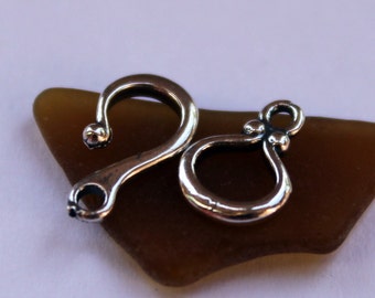 TINY Hook and Eye Clasp Sterling Silver Charm