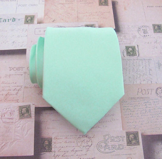 Mens Tie Pastel Mint Green Necktie. Wedding Ties With Matching