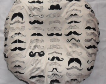 Where's My Stache Mustache and Black Minky Pillow Cover Fits Boppy Newborn Lounger
