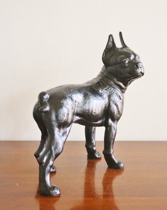 Antique cast iron Boston Terrior Hubley dog doorstop