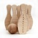 wooden toy skittles bowling game, 6 pin and 1 ball